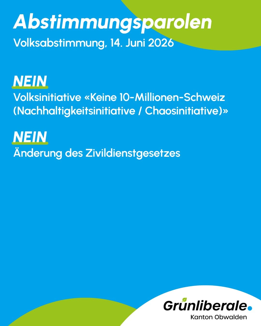 Abstimmungsparolen 14.06.2026